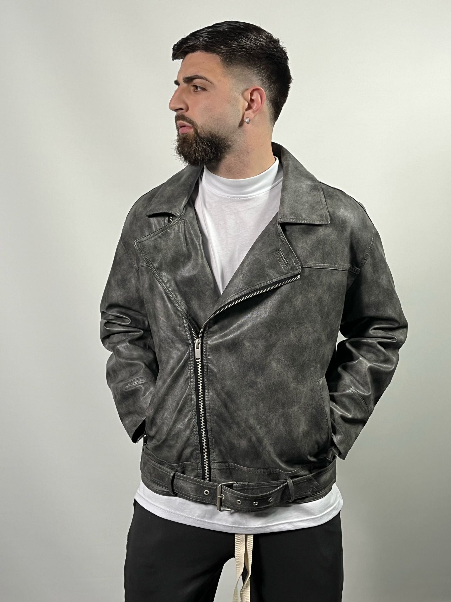 Chiodo In Pelle Marmorizzato